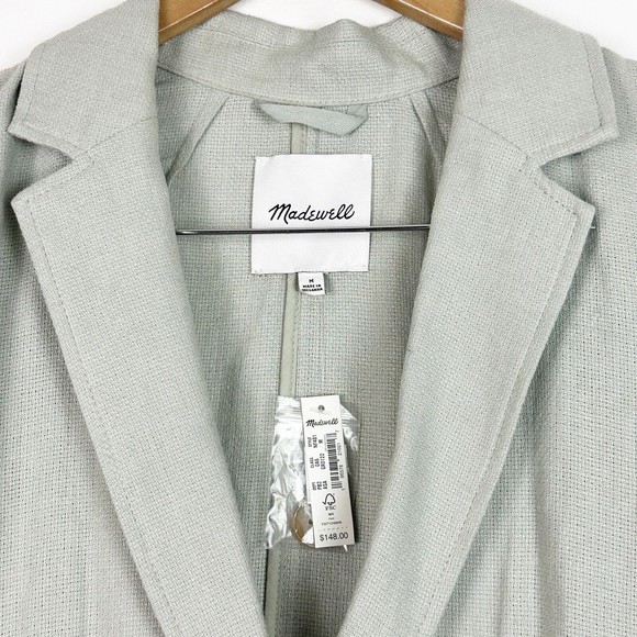 NWT Madewell Breezewoven Larsen Linen Blazer in Pale Sage Gray Green M - Picture 6 of 15